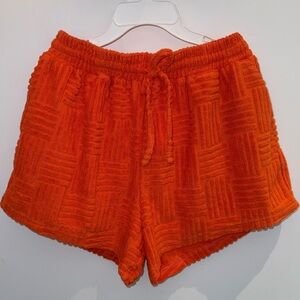 Vibrant Orange Textured Women's Athletic Shorts